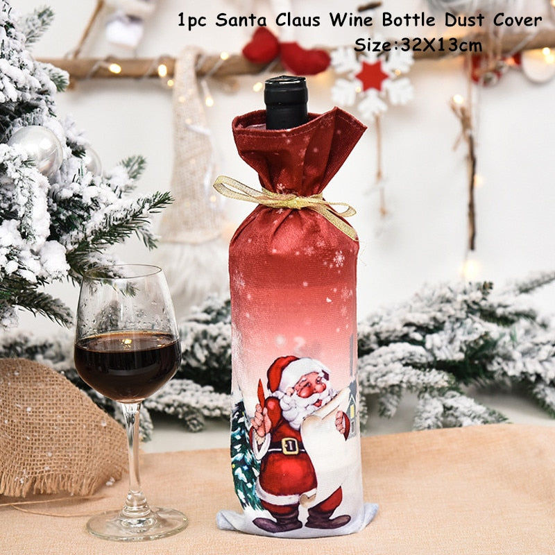 2024 New Year Christmas Wine Bottle Covers Bag Holiday Champagne Bottle Cover Merry Christmas Table Decorations for Home Xmas acacuss