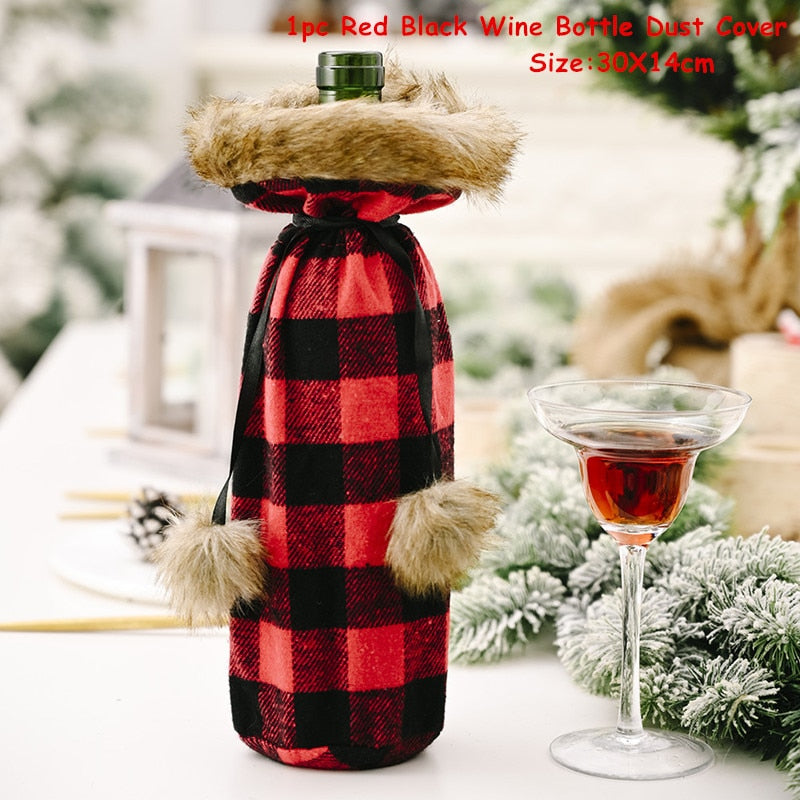 2024 New Year Christmas Wine Bottle Covers Bag Holiday Champagne Bottle Cover Merry Christmas Table Decorations for Home Xmas acacuss