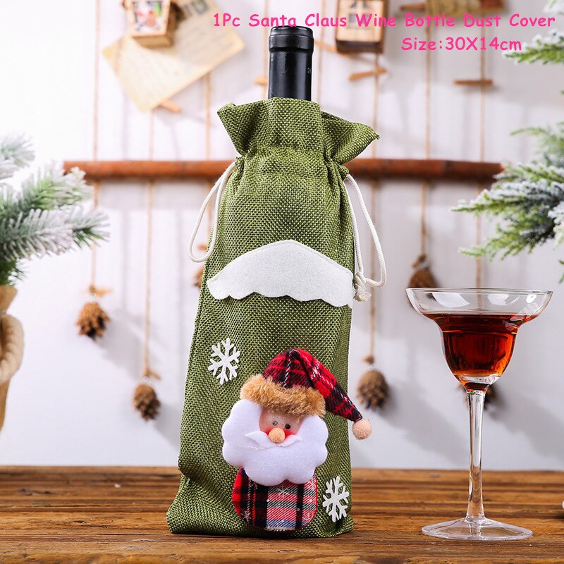 2024 New Year Christmas Wine Bottle Covers Bag Holiday Champagne Bottle Cover Merry Christmas Table Decorations for Home Xmas acacuss