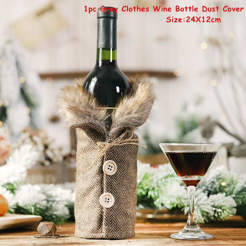 2024 New Year Christmas Wine Bottle Covers Bag Holiday Champagne Bottle Cover Merry Christmas Table Decorations for Home Xmas acacuss