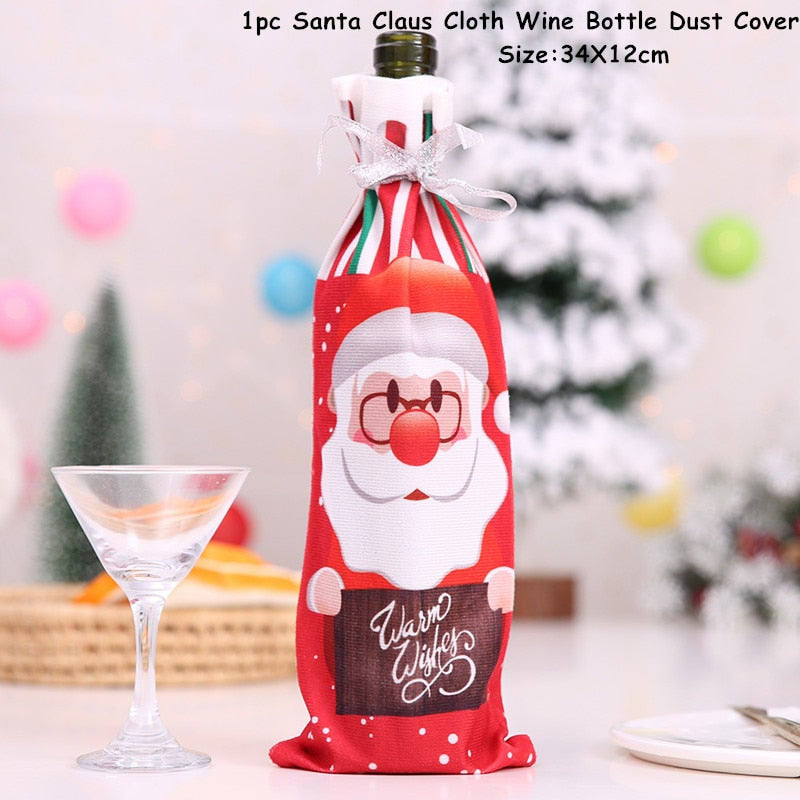 2024 New Year Christmas Wine Bottle Covers Bag Holiday Champagne Bottle Cover Merry Christmas Table Decorations for Home Xmas acacuss