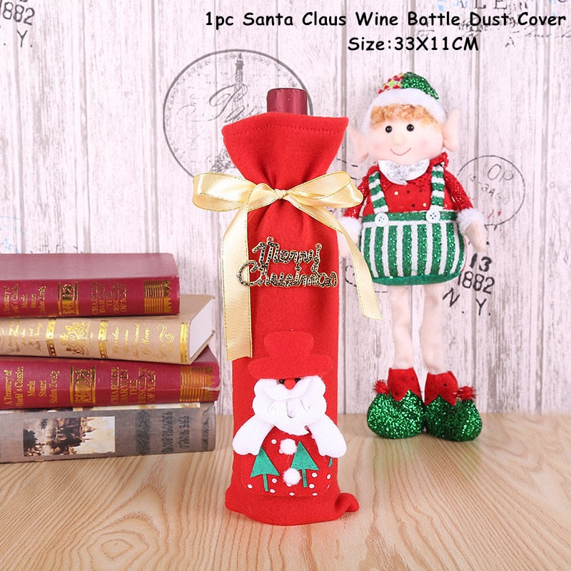 2024 New Year Christmas Wine Bottle Covers Bag Holiday Champagne Bottle Cover Merry Christmas Table Decorations for Home Xmas acacuss