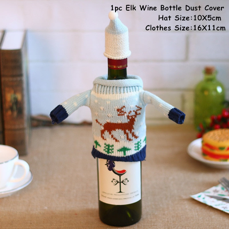 2024 New Year Christmas Wine Bottle Covers Bag Holiday Champagne Bottle Cover Merry Christmas Table Decorations for Home Xmas acacuss