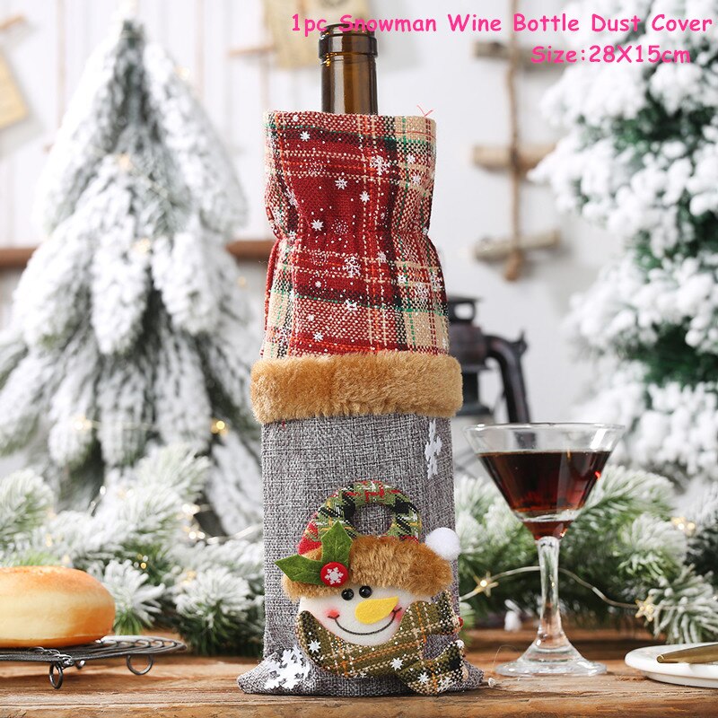 2024 New Year Christmas Wine Bottle Covers Bag Holiday Champagne Bottle Cover Merry Christmas Table Decorations for Home Xmas acacuss