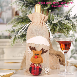2024 New Year Christmas Wine Bottle Covers Bag Holiday Champagne Bottle Cover Merry Christmas Table Decorations for Home Xmas acacuss