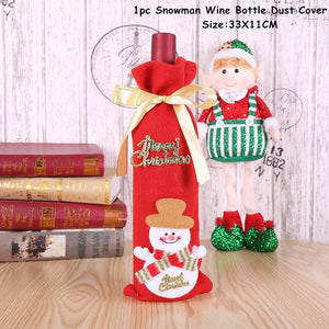 2024 New Year Christmas Wine Bottle Covers Bag Holiday Champagne Bottle Cover Merry Christmas Table Decorations for Home Xmas acacuss