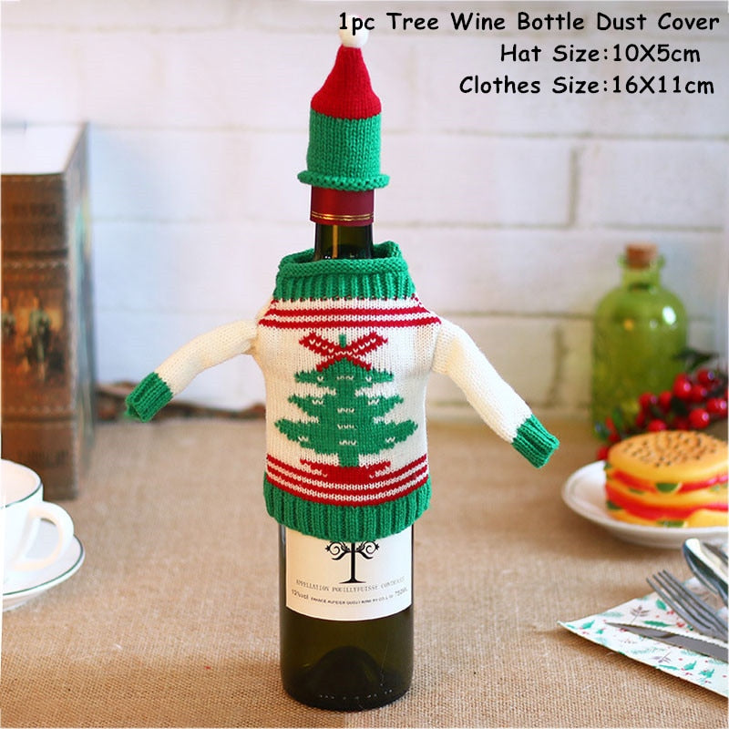 2024 New Year Christmas Wine Bottle Covers Bag Holiday Champagne Bottle Cover Merry Christmas Table Decorations for Home Xmas acacuss
