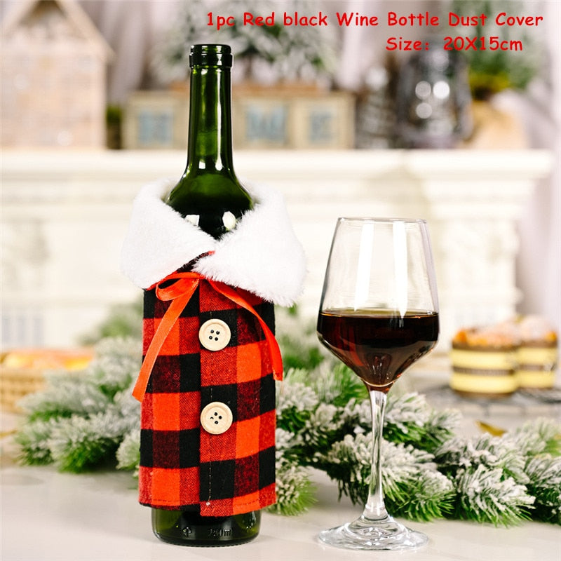 2024 New Year Christmas Wine Bottle Covers Bag Holiday Champagne Bottle Cover Merry Christmas Table Decorations for Home Xmas acacuss