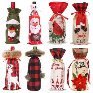 2024 New Year Christmas Wine Bottle Covers Bag Holiday Champagne Bottle Cover Merry Christmas Table Decorations for Home Xmas acacuss