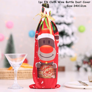 2024 New Year Christmas Wine Bottle Covers Bag Holiday Champagne Bottle Cover Merry Christmas Table Decorations for Home Xmas acacuss