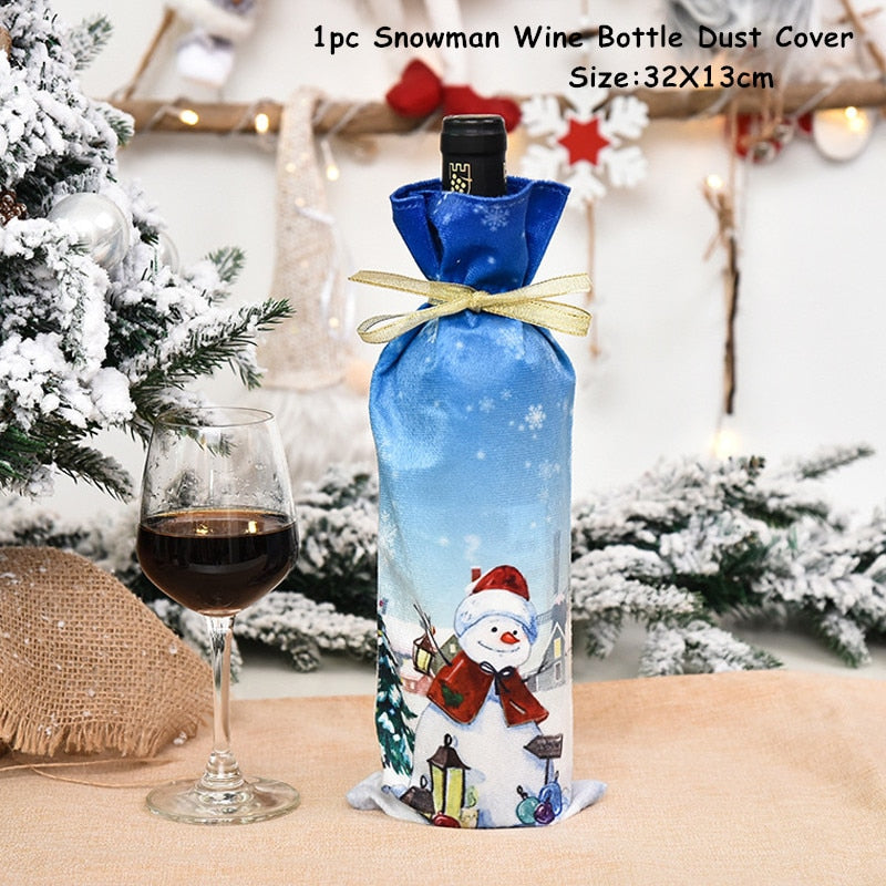 2024 New Year Christmas Wine Bottle Covers Bag Holiday Champagne Bottle Cover Merry Christmas Table Decorations for Home Xmas acacuss