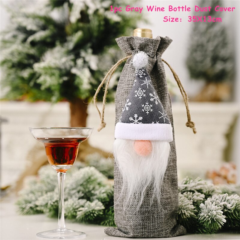 2024 New Year Christmas Wine Bottle Covers Bag Holiday Champagne Bottle Cover Merry Christmas Table Decorations for Home Xmas acacuss