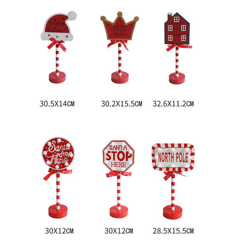 New Year Gifts Christmas Table Pendant Wooden Stop Sign LED Light Ornaments Christmas Decoration 2023 Noel Navidad Home Decor acacuss