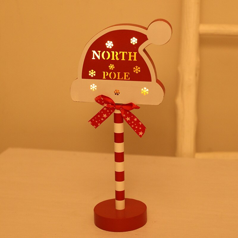 New Year Gifts Christmas Table Pendant Wooden Stop Sign LED Light Ornaments Christmas Decoration 2023 Noel Navidad Home Decor acacuss