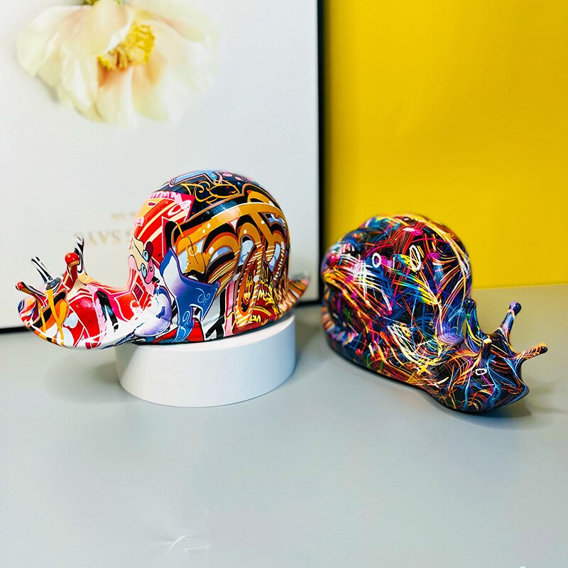 New creative colorful snail animal resin handicraft ornaments, home living room desktop animal decorations, snail statues acacuss