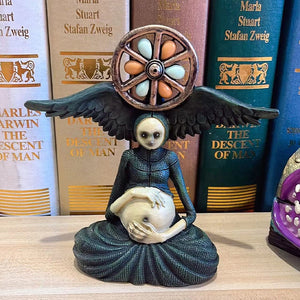 Newest Halloween Mini Witch's Wheel of Life Decorative Figurines Statue Sculpture Art Craft Ornament Home Yard Garden Decoration acacuss