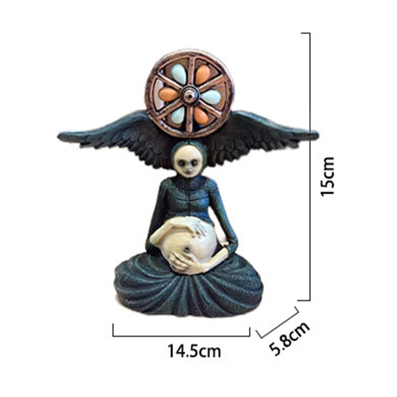 Newest Halloween Mini Witch's Wheel of Life Decorative Figurines Statue Sculpture Art Craft Ornament Home Yard Garden Decoration acacuss