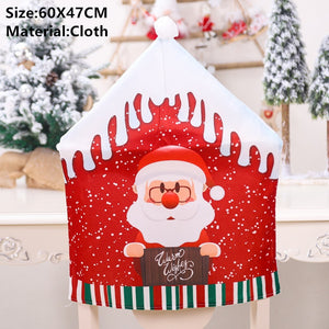 Noel Santa Claus Christmas Non-woven Dinner Table Red Hat Chair Back Covers Xmas Christmas Decorations for Home New Year 2023 acacuss
