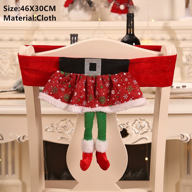 Noel Santa Claus Christmas Non-woven Dinner Table Red Hat Chair Back Covers Xmas Christmas Decorations for Home New Year 2023 acacuss