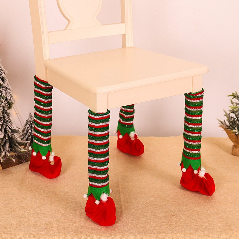Noel Santa Claus Christmas Non-woven Dinner Table Red Hat Chair Back Covers Xmas Christmas Decorations for Home New Year 2023 acacuss