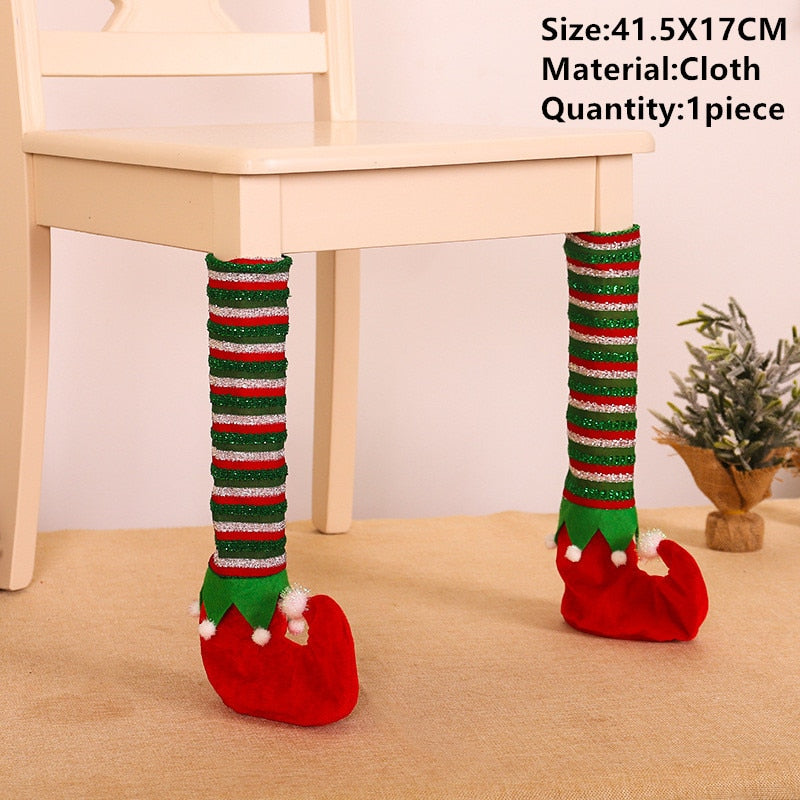 Noel Santa Claus Christmas Non-woven Dinner Table Red Hat Chair Back Covers Xmas Christmas Decorations for Home New Year 2023 acacuss