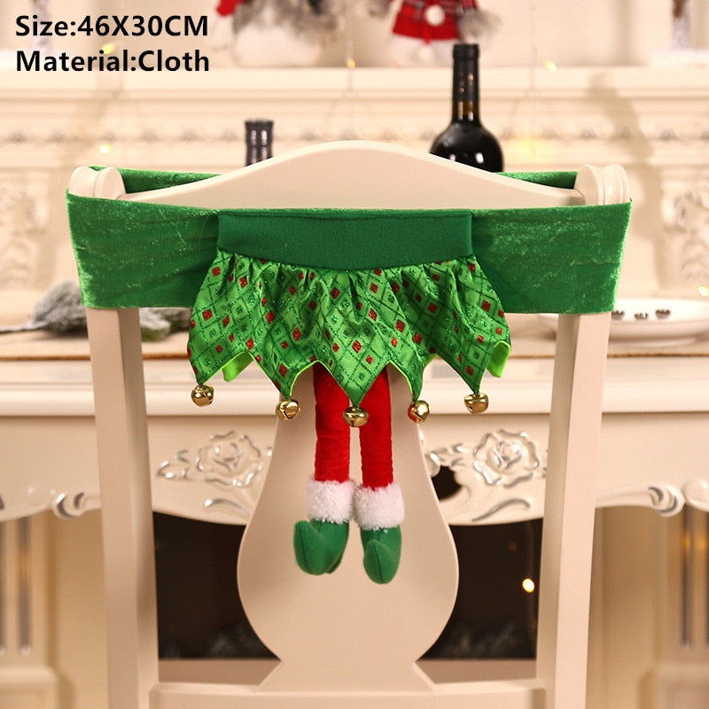 Noel Santa Claus Christmas Non-woven Dinner Table Red Hat Chair Back Covers Xmas Christmas Decorations for Home New Year 2023 acacuss