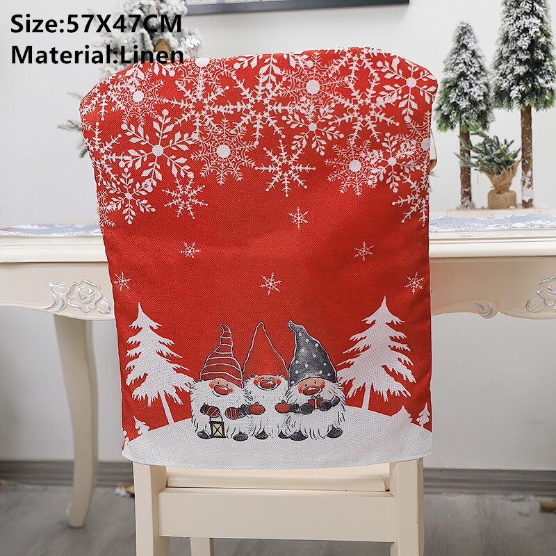 Noel Santa Claus Christmas Non-woven Dinner Table Red Hat Chair Back Covers Xmas Christmas Decorations for Home New Year 2023 acacuss