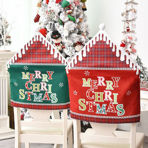 Noel Santa Claus Christmas Non-woven Dinner Table Red Hat Chair Back Covers Xmas Christmas Decorations for Home New Year 2023 acacuss