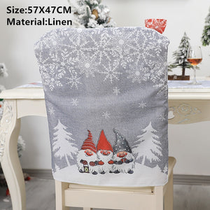 Noel Santa Claus Christmas Non-woven Dinner Table Red Hat Chair Back Covers Xmas Christmas Decorations for Home New Year 2023 acacuss