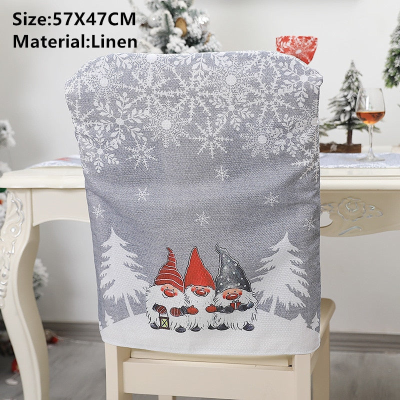 Noel Santa Claus Christmas Non-woven Dinner Table Red Hat Chair Back Covers Xmas Christmas Decorations for Home New Year 2023 acacuss