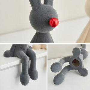 Nordic Abstract Rabbit Figurines Flocking Bunny Resin Statue Modern Art Decor Desktop Sculpture Crafts Home Decoration Ornament acacuss