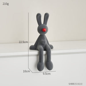 Nordic Abstract Rabbit Figurines Flocking Bunny Resin Statue Modern Art Decor Desktop Sculpture Crafts Home Decoration Ornament acacuss