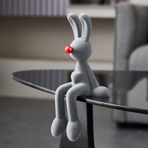 Nordic Abstract Rabbit Figurines Flocking Bunny Resin Statue Modern Art Decor Desktop Sculpture Crafts Home Decoration Ornament acacuss