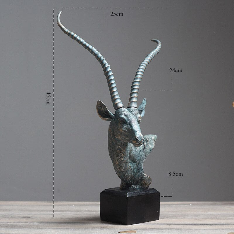 Nordic Antelope Head Statue Desktop Resin Crafts Sculpture Home Decoration Animal Figurine Decoration Accessories acacuss