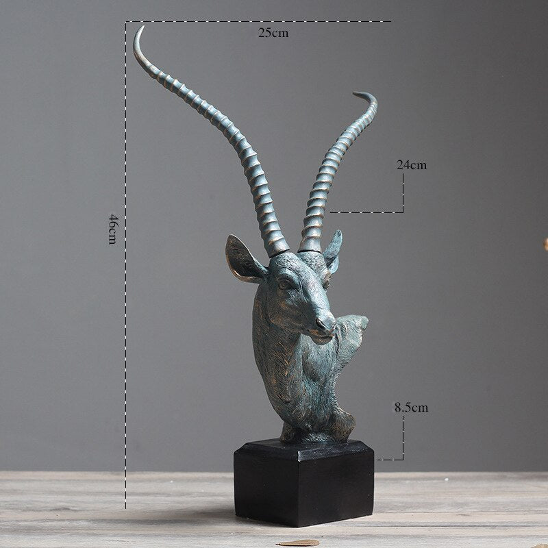 Nordic Antelope Head Statue Desktop Resin Crafts Sculpture Home Decoration Animal Figurine Decoration Accessories acacuss