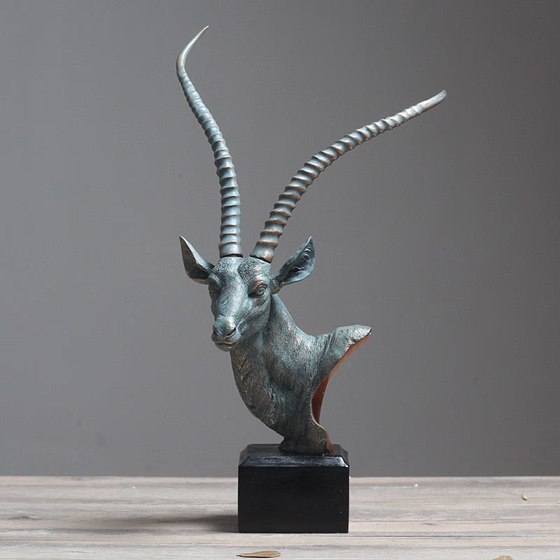 Nordic Antelope Head Statue Desktop Resin Crafts Sculpture Home Decoration Animal Figurine Decoration Accessories acacuss