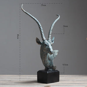 Nordic Antelope Head Statue Desktop Resin Crafts Sculpture Home Decoration Animal Figurine Decoration Accessories acacuss