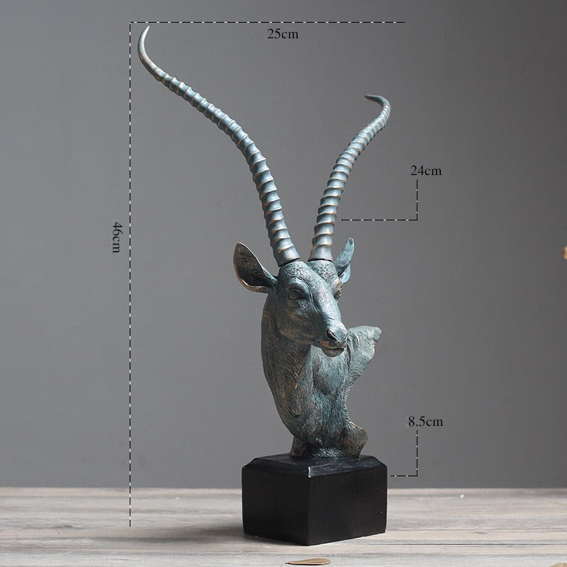 Nordic Antelope Head Statue Desktop Resin Crafts Sculpture Home Decoration Animal Figurine Decoration Accessories acacuss