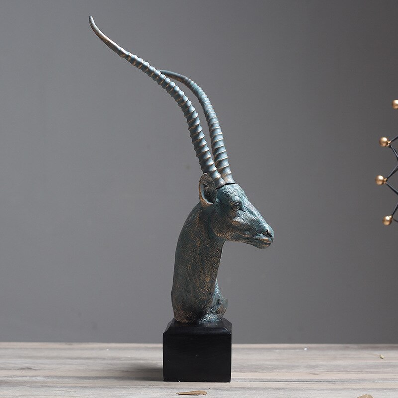 Nordic Antelope Head Statue Desktop Resin Crafts Sculpture Home Decoration Animal Figurine Decoration Accessories acacuss