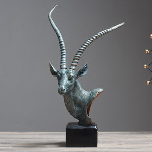 Nordic Antelope Head Statue Desktop Resin Crafts Sculpture Home Decoration Animal Figurine Decoration Accessories acacuss