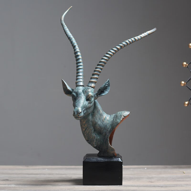 Nordic Antelope Head Statue Desktop Resin Crafts Sculpture Home Decoration Animal Figurine Decoration Accessories acacuss