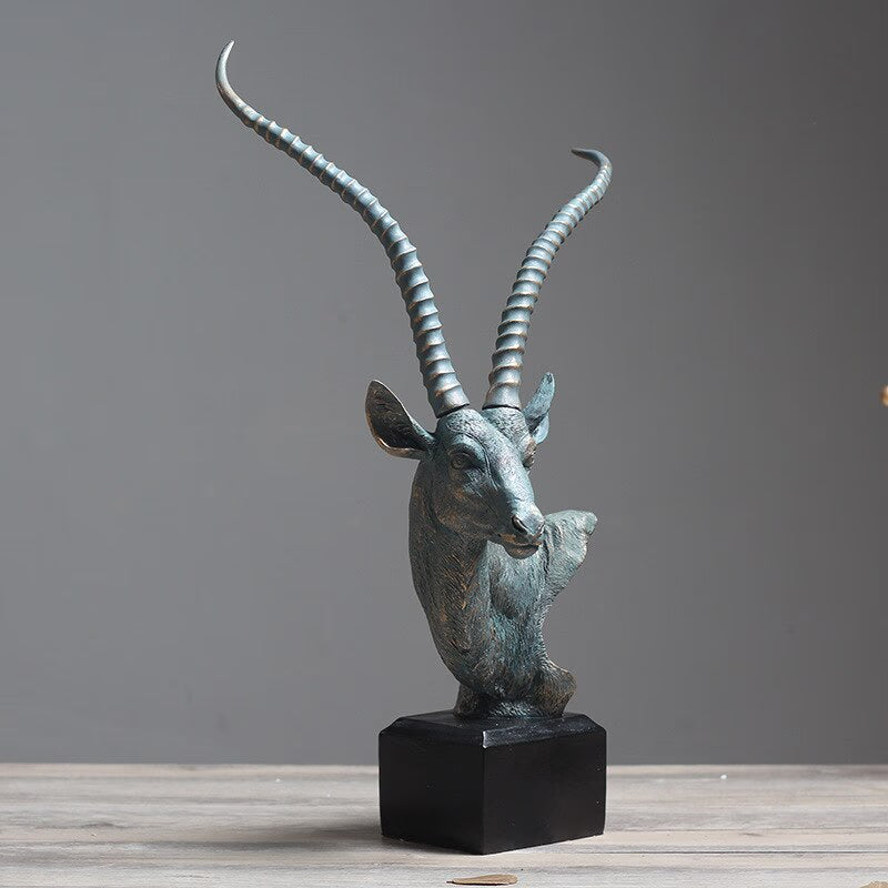 Nordic Antelope Head Statue Desktop Resin Crafts Sculpture Home Decoration Animal Figurine Decoration Accessories acacuss