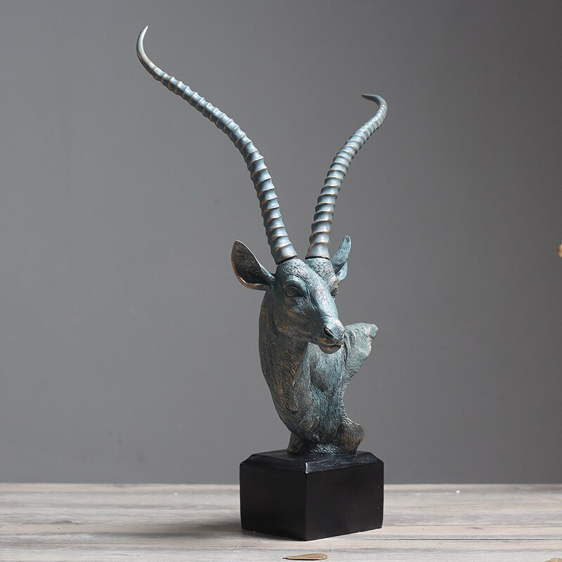 Nordic Antelope Head Statue Desktop Resin Crafts Sculpture Home Decoration Animal Figurine Decoration Accessories acacuss