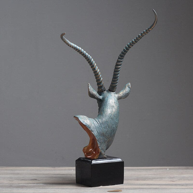 Nordic Antelope Head Statue Desktop Resin Crafts Sculpture Home Decoration Animal Figurine Decoration Accessories acacuss