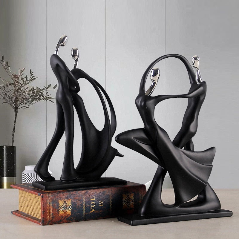 Nordic Art Dancing Couple Resin Figure Ornaments Figurines Home Decoration Accessories for Living Room Ornaments for Home Decor acacuss