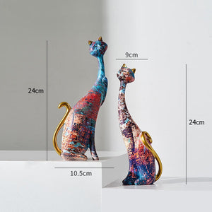 Nordic Art Oil Painting Cat Decoration Resin Abstract Ornaments Figurines Bedroom Desktop Porch Cat Sculpture Home Decor Gift acacuss
