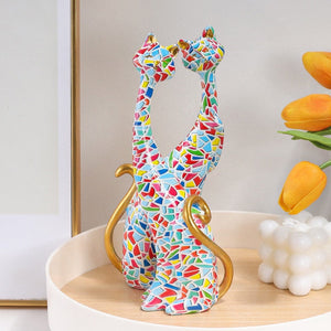 Nordic Art Oil Painting Cat Decoration Resin Abstract Ornaments Figurines Bedroom Desktop Porch Cat Sculpture Home Decor Gift acacuss