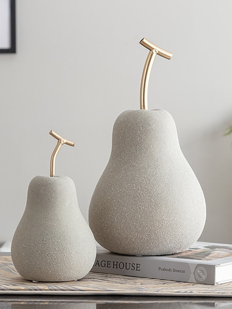 Nordic Ceramic Fruit Ornaments Apple/pear Frosted Porcelain Statue Modern Home Decoration Collection Art Table Decoration acacuss