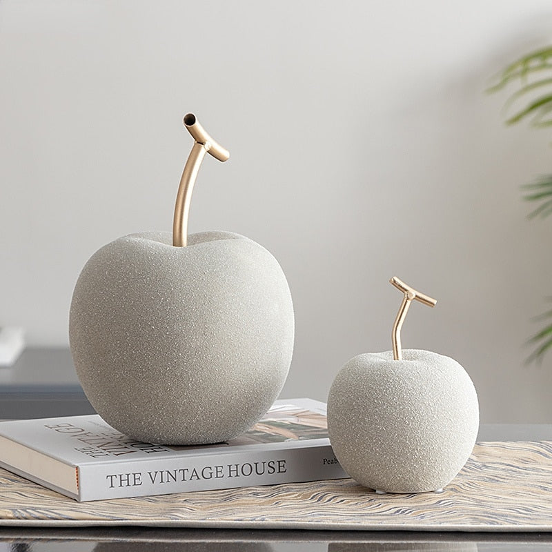 Nordic Ceramic Fruit Ornaments Apple/pear Frosted Porcelain Statue Modern Home Decoration Collection Art Table Decoration acacuss