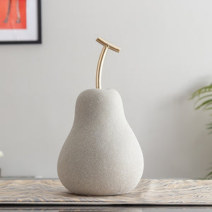Nordic Ceramic Fruit Ornaments Apple/pear Frosted Porcelain Statue Modern Home Decoration Collection Art Table Decoration acacuss
